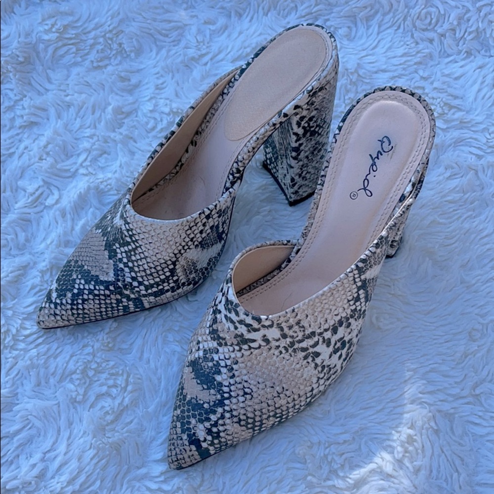 Snake Print heel mule